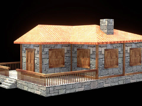 Medieval house low poly village town city residential game ready 25 3D Model