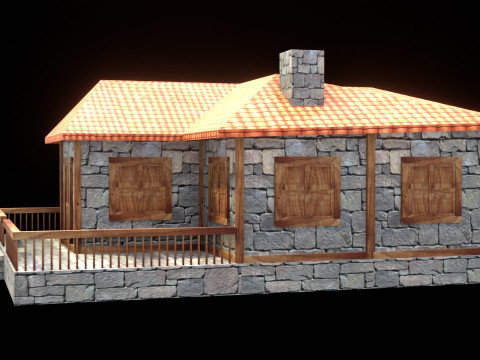 Medieval house low poly village town city residential game ready 25 Model 3D