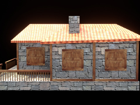 Medieval house low poly village town city residential game ready 25 Model 3D