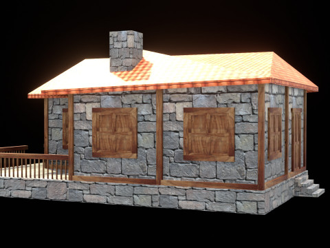 Medieval house low poly village town city residential game ready 25 Model 3D