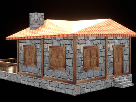 Medieval house low poly village town city residential game ready 25 Model 3D