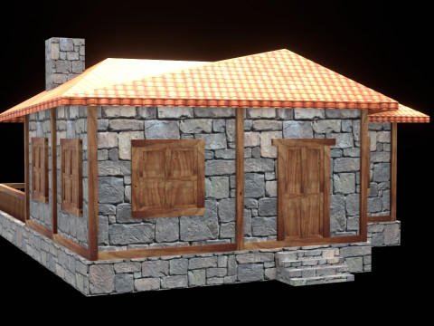 Medieval house low poly village town city residential game ready 25 Model 3D