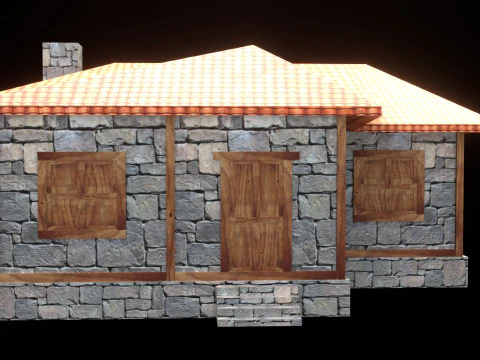 Medieval house low poly village town city residential game ready 25 3D Model