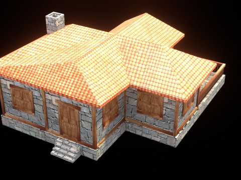 Medieval house low poly village town city residential game ready 25 Model 3D