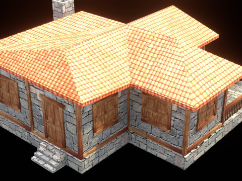 Medieval house low poly village town city residential game ready 25 Model 3D