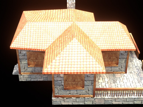 Medieval house low poly village town city residential game ready 25 Model 3D