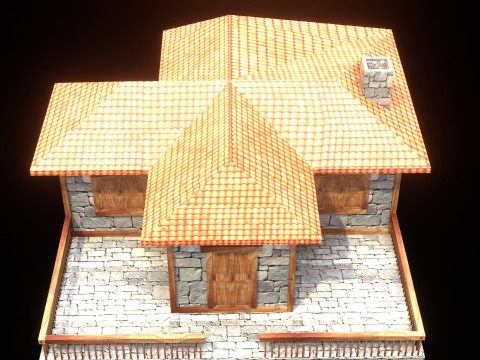 Medieval house low poly village town city residential game ready 25 Model 3D
