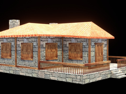 Medieval house low poly village town city residential game ready 26 Modello 3D