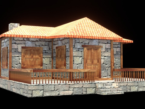 Medieval house low poly village town city residential game ready 26 Modello 3D