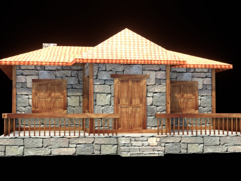 Medieval house low poly village town city residential game ready 26 Modello 3D