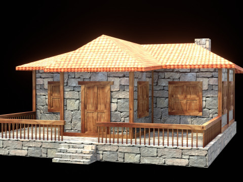 Medieval house low poly village town city residential game ready 26 Modello 3D