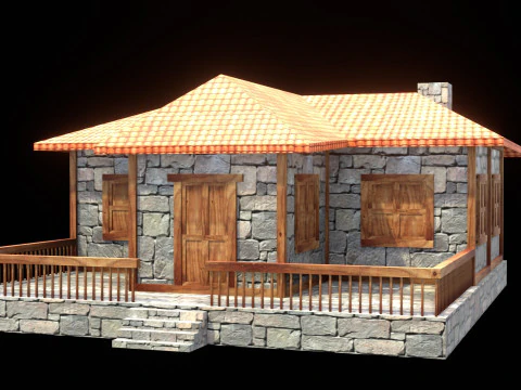 Medieval house low poly village town city residential game ready 26 3D Model