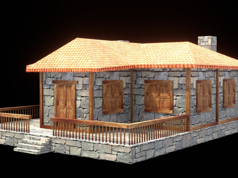 Medieval house low poly village town city residential game ready 26 Modello 3D