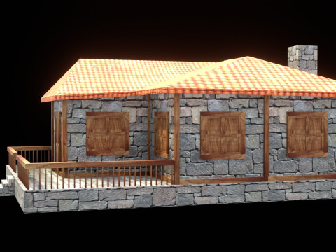 Medieval house low poly village town city residential game ready 26 Modello 3D