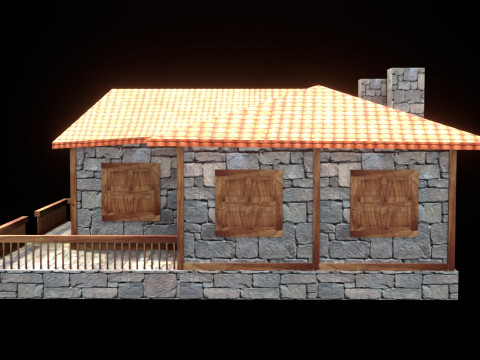 Medieval house low poly village town city residential game ready 26 Modello 3D
