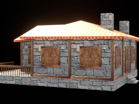 Medieval house low poly village town city residential game ready 26 Modello 3D