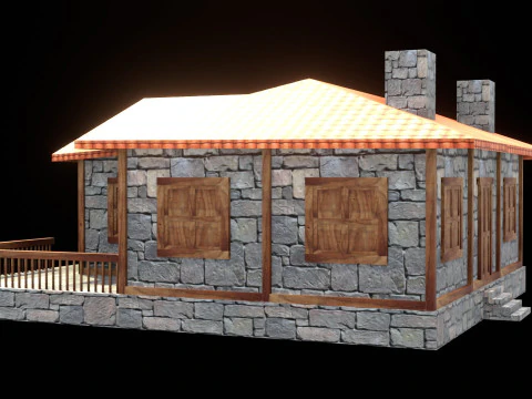 Medieval house low poly village town city residential game ready 26 3D Model