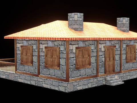 Medieval house low poly village town city residential game ready 26 Modello 3D