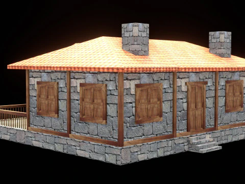 Medieval house low poly village town city residential game ready 26 3D Model