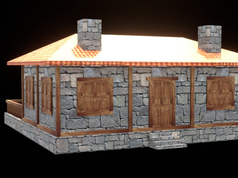 Medieval house low poly village town city residential game ready 26 Modello 3D