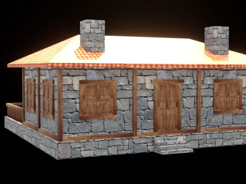 Medieval house low poly village town city residential game ready 26 3D Model