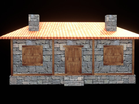 Medieval house low poly village town city residential game ready 26 Modello 3D