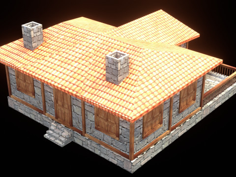 Medieval house low poly village town city residential game ready 26 Modello 3D