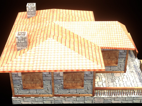 Medieval house low poly village town city residential game ready 26 Modello 3D