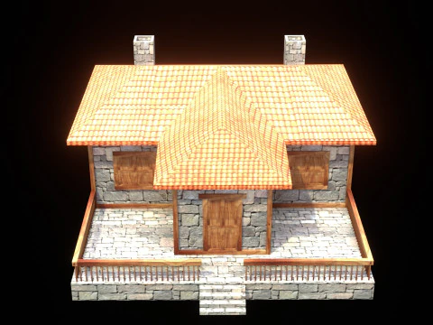 Medieval house low poly village town city residential game ready 26 3D Model