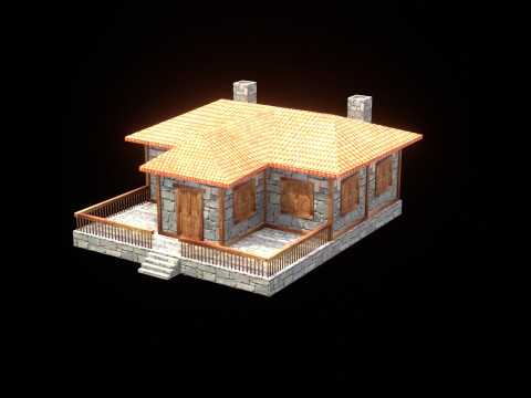 Medieval house low poly village town city residential game ready 26 Modello 3D
