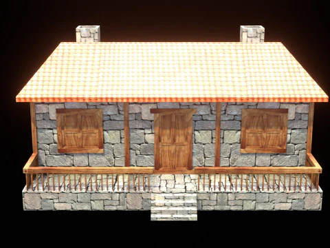 Medieval house low poly village town city residential game ready 27 3D Model