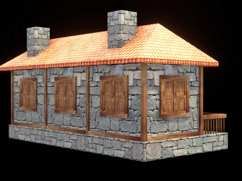 Medieval house low poly village town city residential game ready 27 3D Model