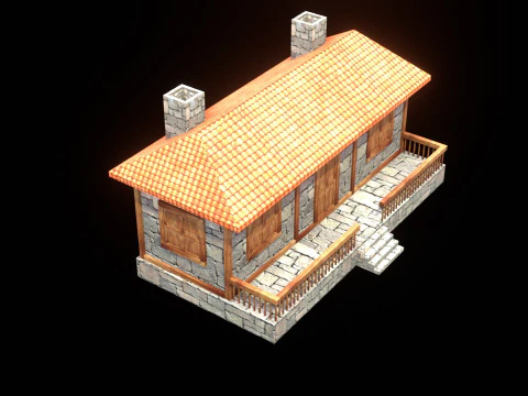 Medieval house low poly village town city residential game ready 27 3D Model