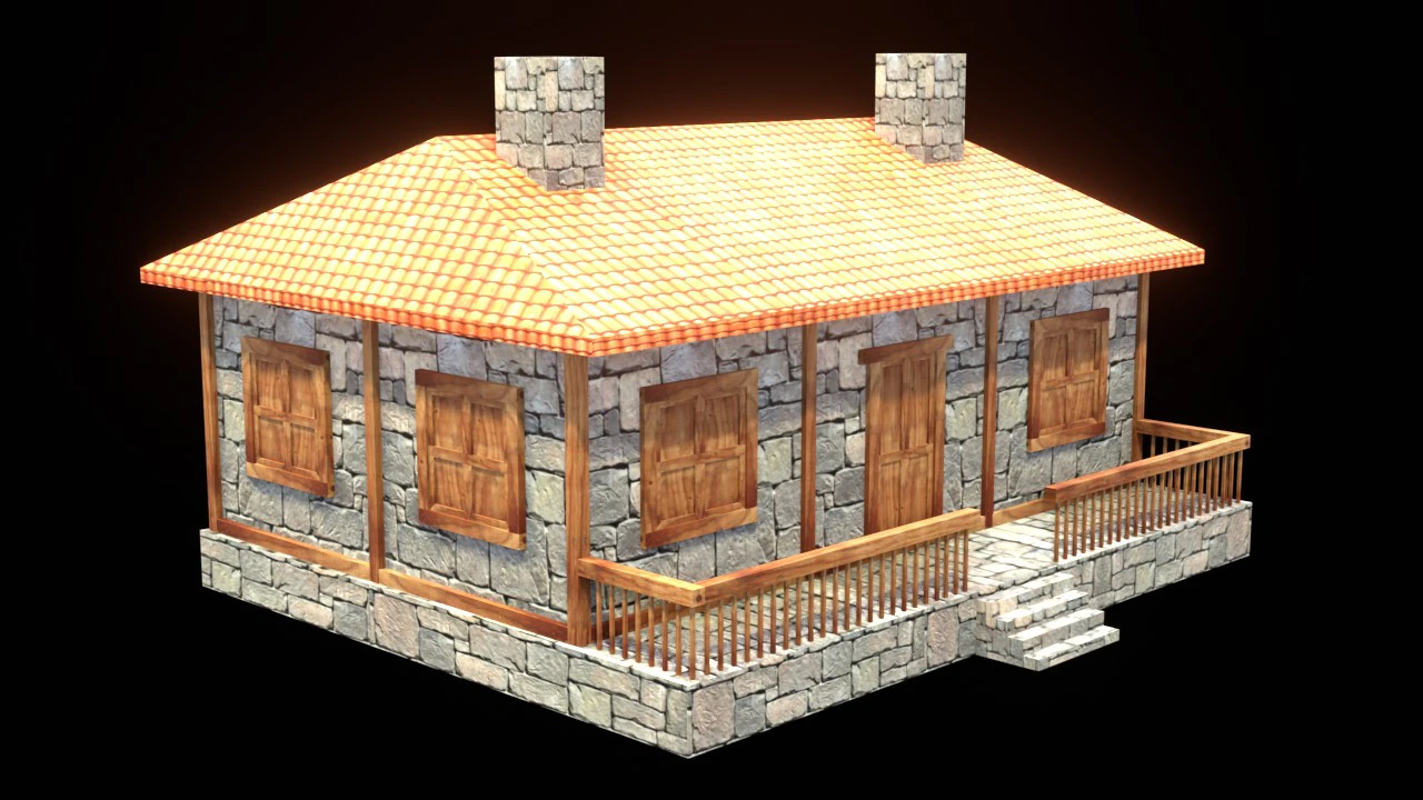 Medieval house low poly village town city residential game ready 28 3D Model .c4d .max .obj .3ds .fbx .stl .blend 
