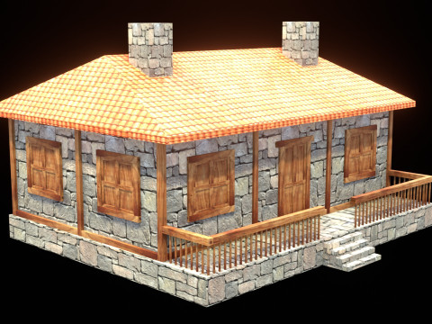 Medieval house low poly village town city residential game ready 28 3D Model