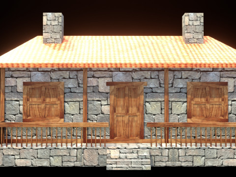 Medieval house low poly village town city residential game ready 28 3D Модель