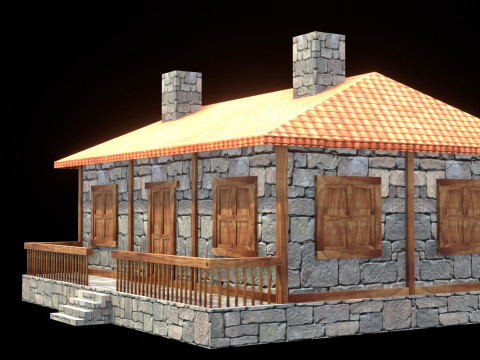 Medieval house low poly village town city residential game ready 28 3D Модель