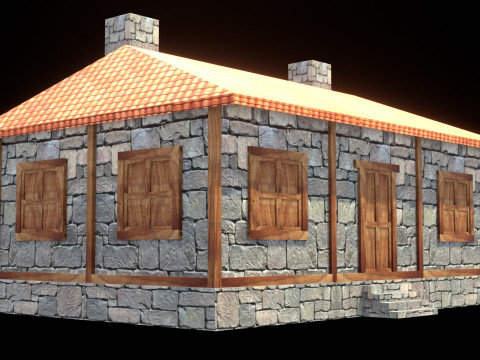 Medieval house low poly village town city residential game ready 28 3D Модель