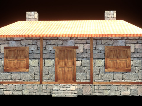 Medieval house low poly village town city residential game ready 28 3D Модель