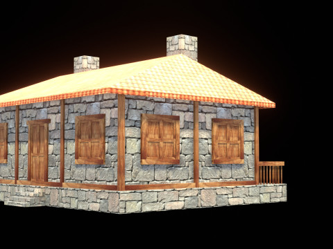 Medieval house low poly village town city residential game ready 28 3D Модель