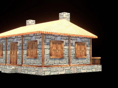 Medieval house low poly village town city residential game ready 28 3D Model