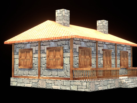 Medieval house low poly village town city residential game ready 28 3D Модель