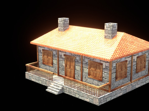 Medieval house low poly village town city residential game ready 28 3D Модель