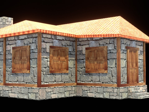Medieval house low poly village town city residential game ready 29 3D Model