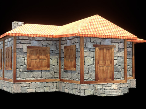 Medieval house low poly village town city residential game ready 29 3D Model