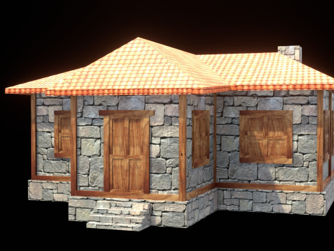 Medieval house low poly village town city residential game ready 29 3D Model