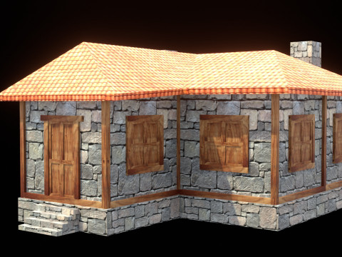 Medieval house low poly village town city residential game ready 29 3D Model