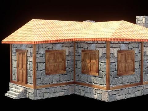 Medieval house low poly village town city residential game ready 29 3D Model