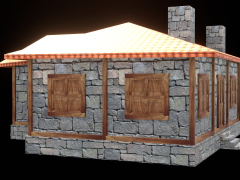 Medieval house low poly village town city residential game ready 29 3D Model