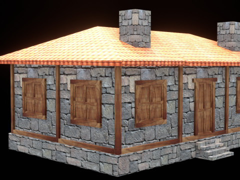 Medieval house low poly village town city residential game ready 29 3D Model